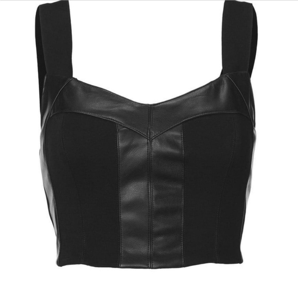 Cabi Black Faux Leather Bralette – Edgy, Chic, & Confidence-Boosting! Size M